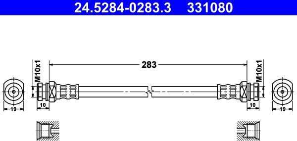 ATE 24.5284-0283.3 - Спирачен маркуч vvparts.bg