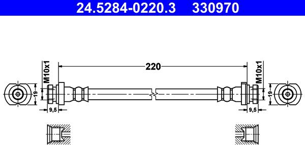 ATE 24.5284-0220.3 - Спирачен маркуч vvparts.bg