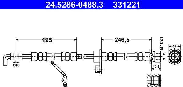 ATE 24.5286-0488.3 - Спирачен маркуч vvparts.bg