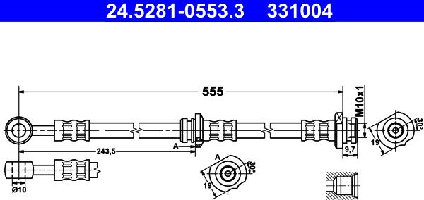 ATE 24.5281-0553.3 - Спирачен маркуч vvparts.bg