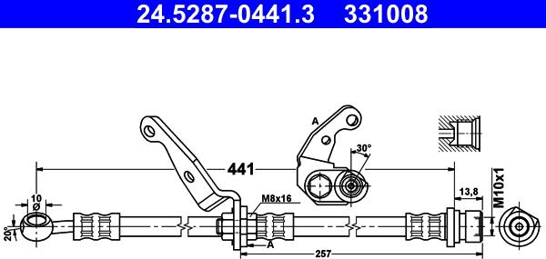 ATE 24.5287-0441.3 - Спирачен маркуч vvparts.bg