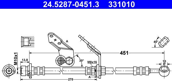 ATE 24.5287-0451.3 - Спирачен маркуч vvparts.bg