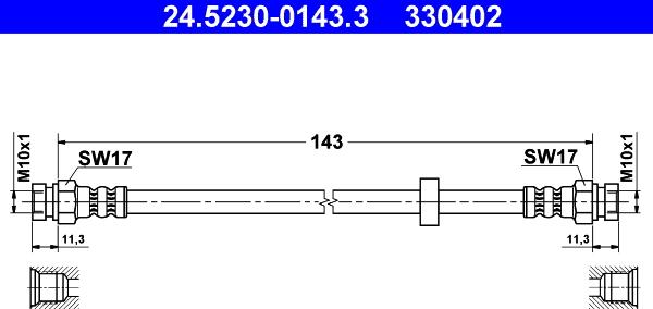ATE 24.5230-0143.3 - Спирачен маркуч vvparts.bg