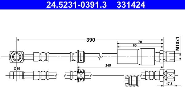 ATE 24.5231-0391.3 - Спирачен маркуч vvparts.bg