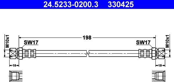 ATE 24.5233-0200.3 - Спирачен маркуч vvparts.bg