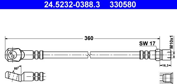 ATE 24.5232-0388.3 - Спирачен маркуч vvparts.bg