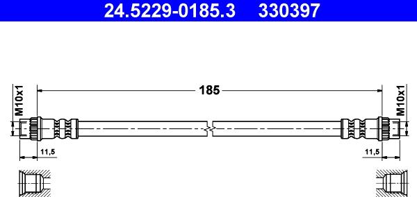 ATE 24.5229-0185.3 - Спирачен маркуч vvparts.bg