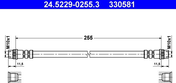 ATE 24.5229-0255.3 - Спирачен маркуч vvparts.bg