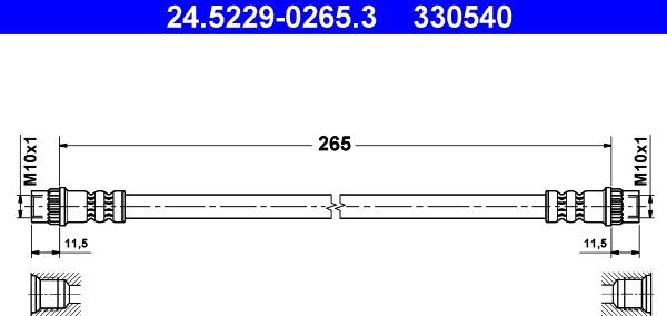 ATE 24.5229-0265.3 - Спирачен маркуч vvparts.bg