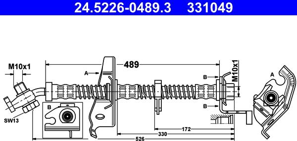 ATE 24.5226-0489.3 - Спирачен маркуч vvparts.bg