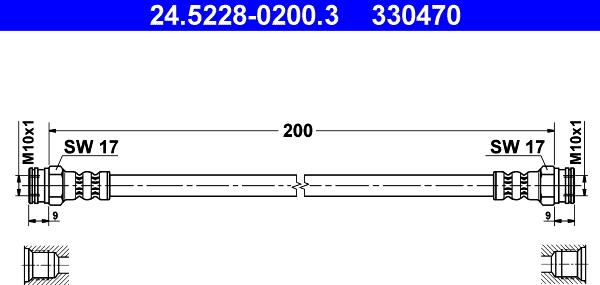 ATE 24.5228-0200.3 - Спирачен маркуч vvparts.bg