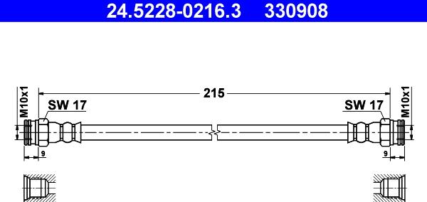 ATE 24.5228-0216.3 - Спирачен маркуч vvparts.bg