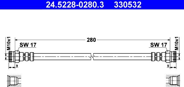 ATE 24.5228-0280.3 - Спирачен маркуч vvparts.bg