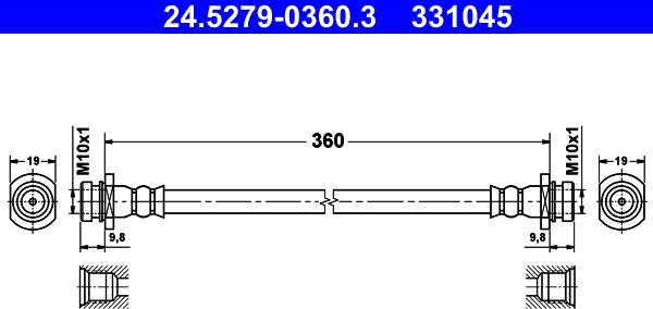 ATE 24.5279-0360.3 - Спирачен маркуч vvparts.bg