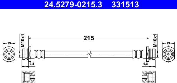 ATE 24.5279-0215.3 - Спирачен маркуч vvparts.bg