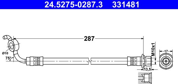 ATE 24.5275-0287.3 - Спирачен маркуч vvparts.bg