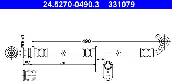 ATE 24.5270-0490.3 - Спирачен маркуч vvparts.bg