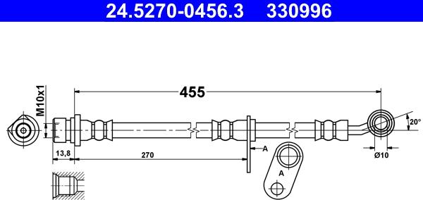 ATE 24.5270-0456.3 - Спирачен маркуч vvparts.bg