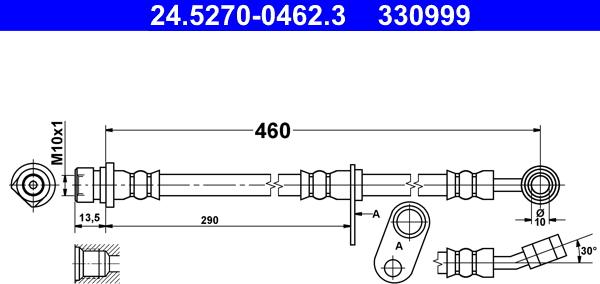 ATE 24.5270-0462.3 - Спирачен маркуч vvparts.bg