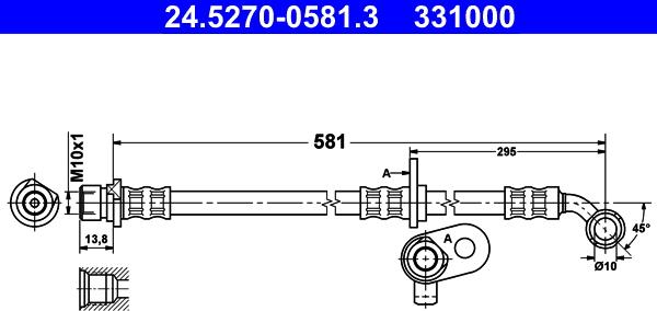 ATE 24.5270-0581.3 - Спирачен маркуч vvparts.bg