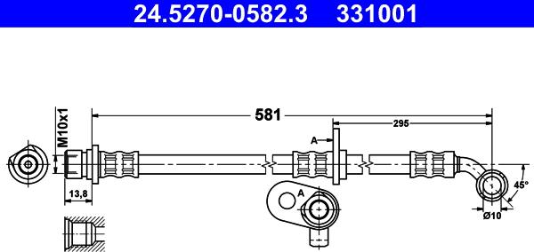 ATE 24.5270-0582.3 - Спирачен маркуч vvparts.bg