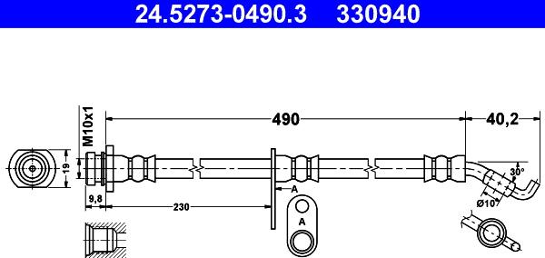 ATE 24.5273-0490.3 - Спирачен маркуч vvparts.bg