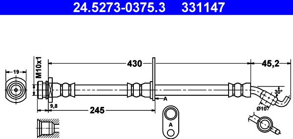 ATE 24.5273-0375.3 - Спирачен маркуч vvparts.bg