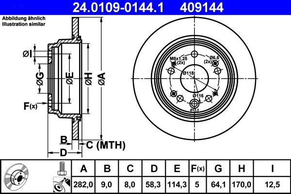 ATE 24.0109-0144.1 - Спирачен диск vvparts.bg