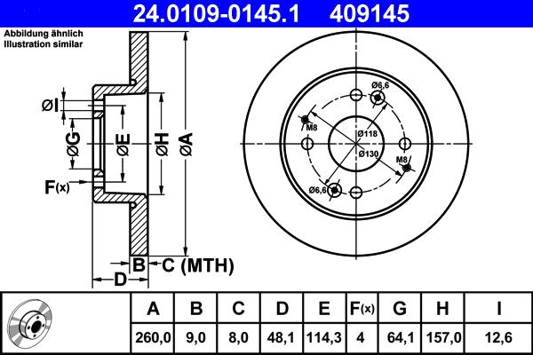 ATE 24.0109-0145.1 - Спирачен диск vvparts.bg