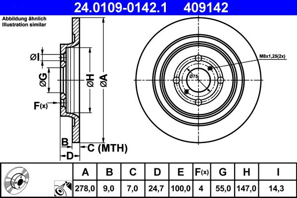 ATE 24.0109-0142.1 - Спирачен диск vvparts.bg