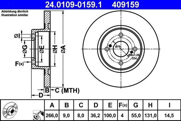 ATE 24.0109-0159.1 - Спирачен диск vvparts.bg