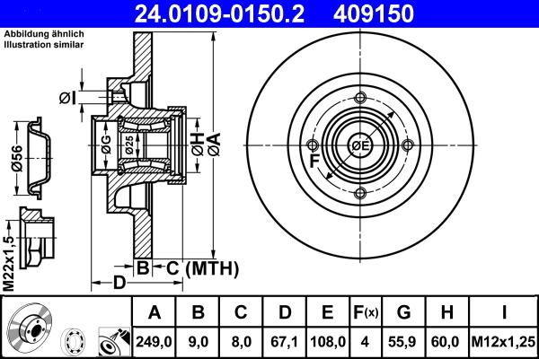 ATE 24.0109-0150.2 - Спирачен диск vvparts.bg