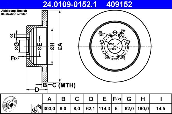 ATE 24.0109-0152.1 - Спирачен диск vvparts.bg