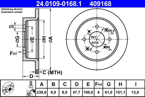 ATE 24.0109-0168.1 - Спирачен диск vvparts.bg