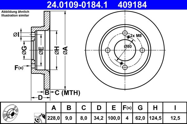 ATE 24.0109-0184.1 - Спирачен диск vvparts.bg