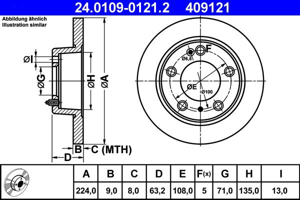 ATE 24.0109-0121.2 - Спирачен диск vvparts.bg