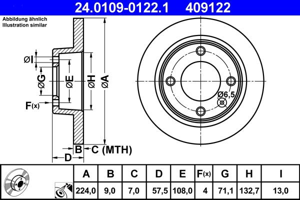 ATE 24.0109-0122.1 - Спирачен диск vvparts.bg