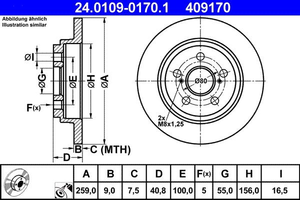 ATE 24.0109-0170.1 - Спирачен диск vvparts.bg