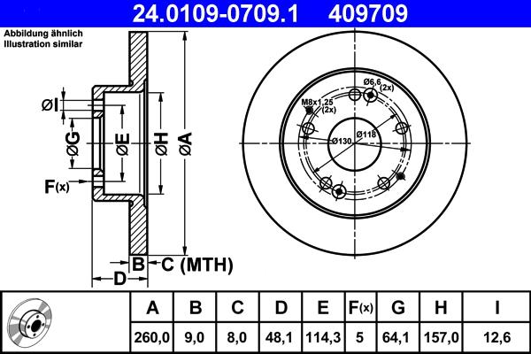 ATE 24.0109-0709.1 - Спирачен диск vvparts.bg