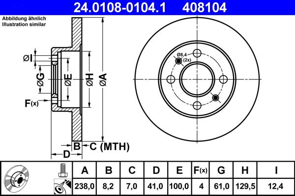 ATE 24.0108-0104.1 - Спирачен диск vvparts.bg