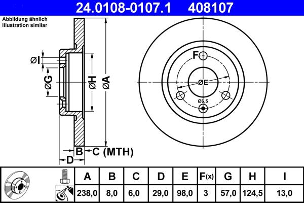 ATE 24.0108-0107.1 - Спирачен диск vvparts.bg