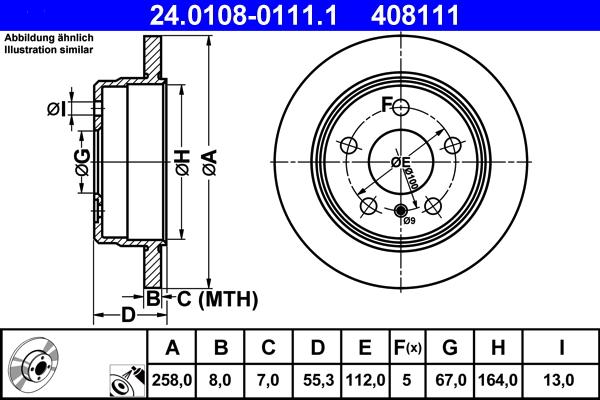 ATE 24.0108-0111.1 - Спирачен диск vvparts.bg