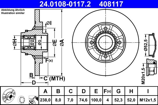 ATE 24.0108-0117.2 - Спирачен диск vvparts.bg