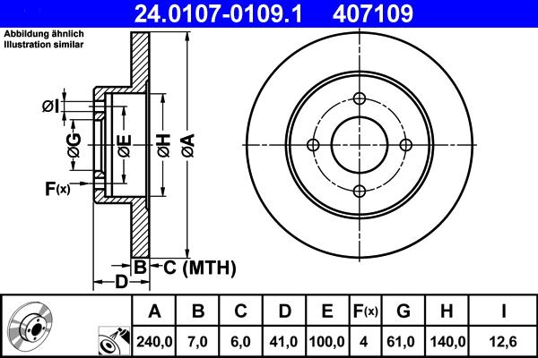 ATE 24.0107-0109.1 - Спирачен диск vvparts.bg