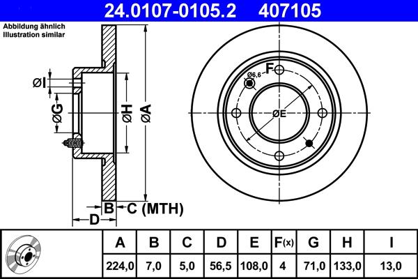 ATE 24.0107-0105.2 - Спирачен диск vvparts.bg