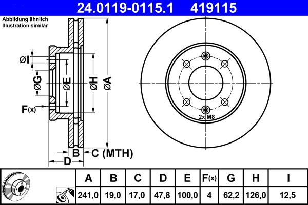 ATE 24.0119-0115.1 - Спирачен диск vvparts.bg