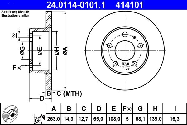 ATE 24.0114-0101.1 - Спирачен диск vvparts.bg