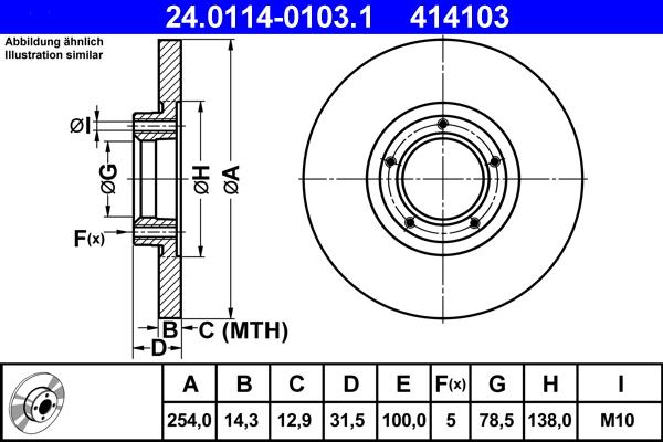 ATE 24.0114-0103.1 - Спирачен диск vvparts.bg