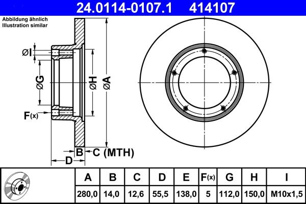 ATE 24.0114-0107.1 - Спирачен диск vvparts.bg