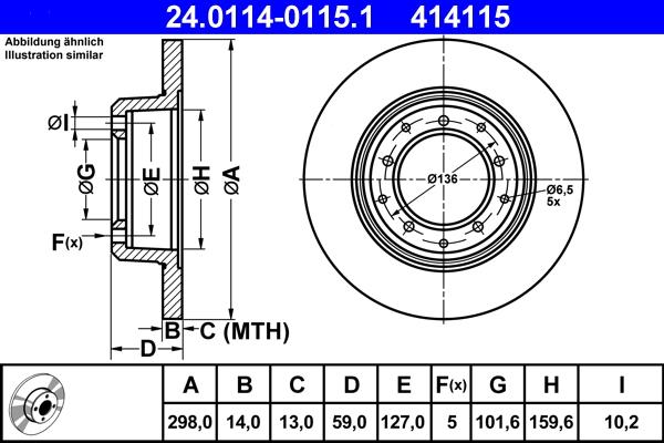 ATE 24.0114-0115.1 - Спирачен диск vvparts.bg